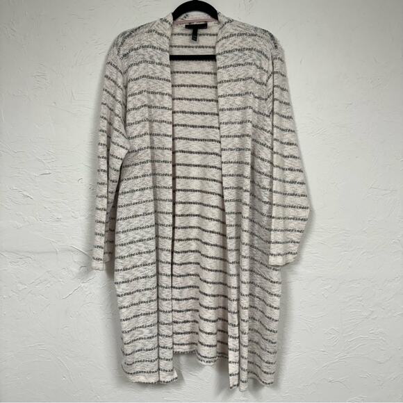 Lane Bryant Pink Grey Fuzzy Cardigan Sweater Womens 18/20 Duster Fall Casual - Picture 1 of 10